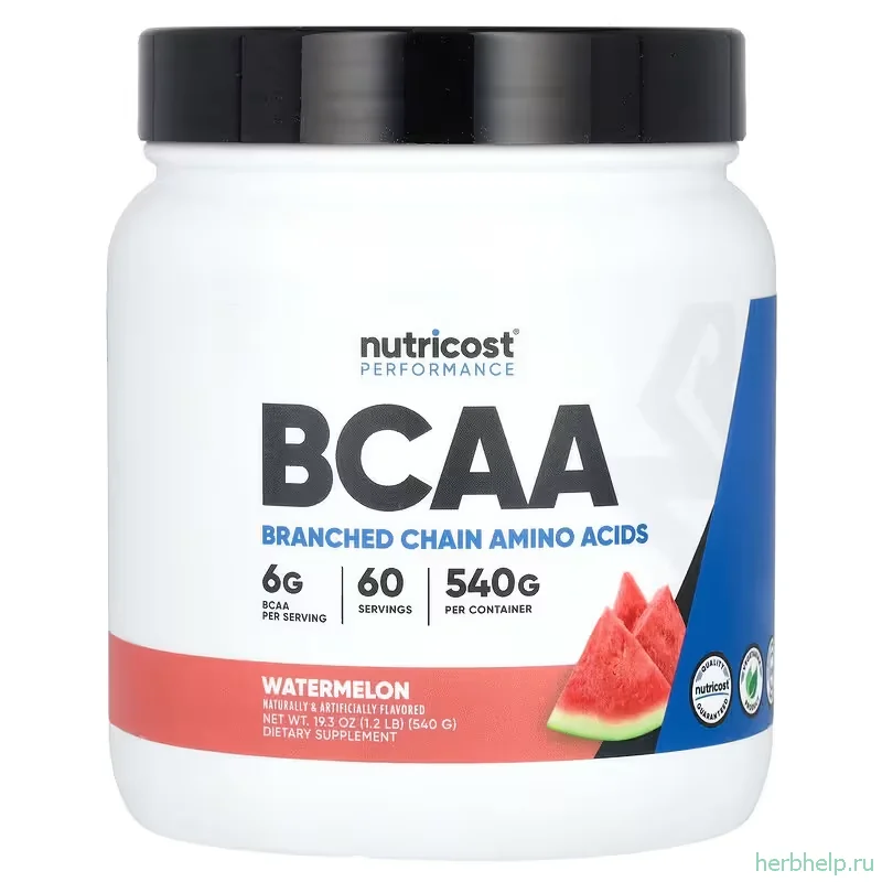 bcaa nutricost performance аминокислоты со вкусом арбуза порошок 540 г
