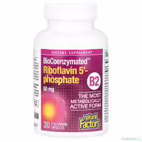 BioCoenzymated B2 (рибофлавин 5'-фосфат) Natural Factors, 50 мг, 30 вегетарианских капсул