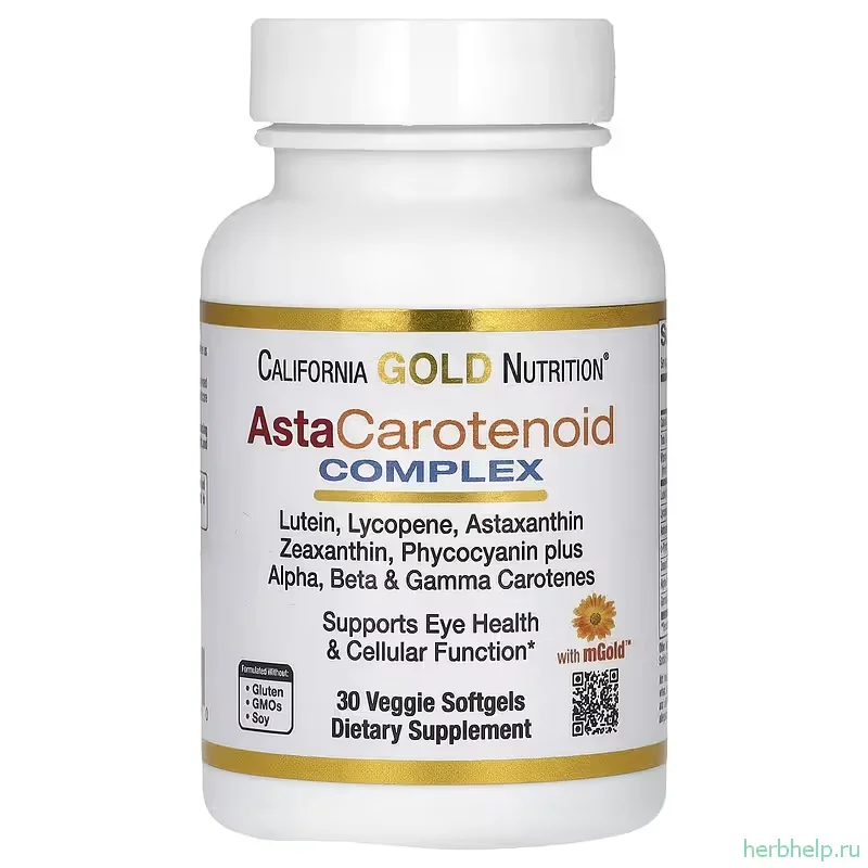 Комплекс с ликопином АстаКаротиноид California Gold Nutrition AstaCarotenoid Complex, 30 капсул