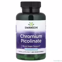 Пиколинат хрома для контроля сахара Swanson Vitamins 200 мкг 200 веганских капсул