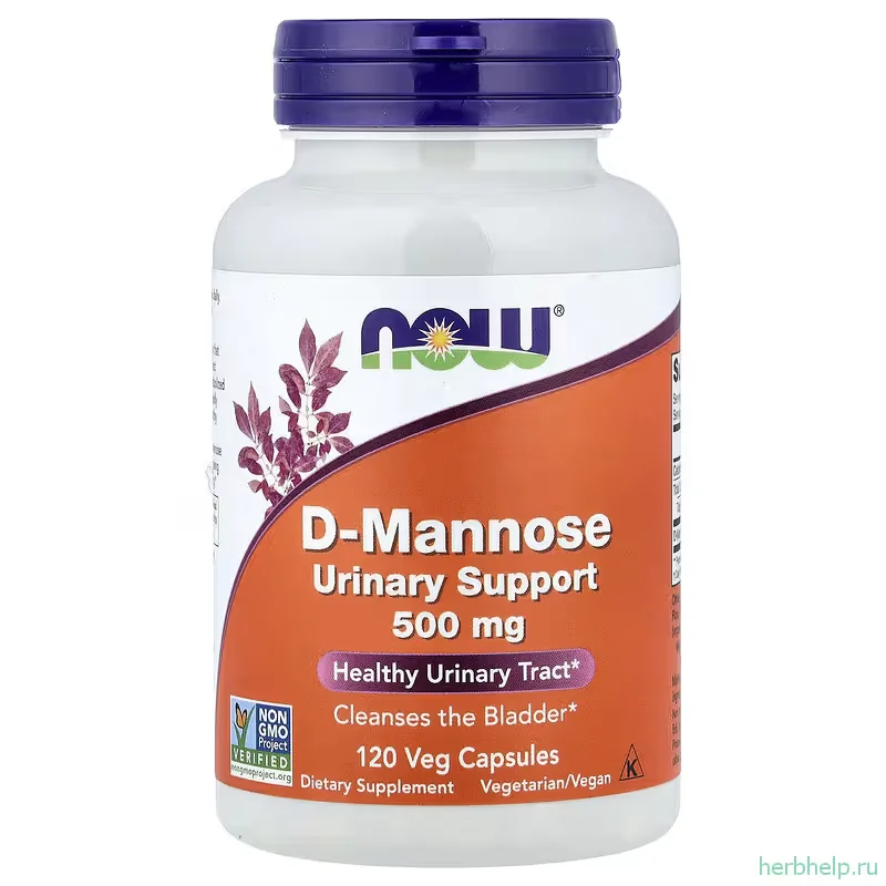 D-манноза NOW Foods для поддержки мочевыводящих путей, 500 мг, 120 вегетарианских капсул