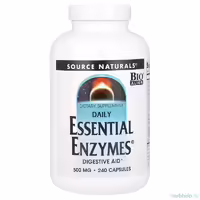 Пищеварительные ферменты Daily Essential Enzymes Source Naturals 500 мг, 240 капсул