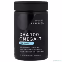 Ультраконцентрированная омега-3 с ДГК 700 от Sports Research из рыбы дикого улова, 90 капсул