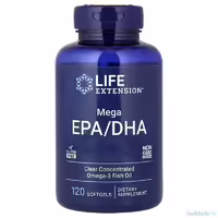 Очищенный концентрат ДГК и ЭПК Mega EPA/DHA от Life Extension, 1000 мг, 120 капсул