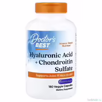 Гиалуроновая кислота и хондроитинсульфат Doctor's Best, 180 растительных капсул