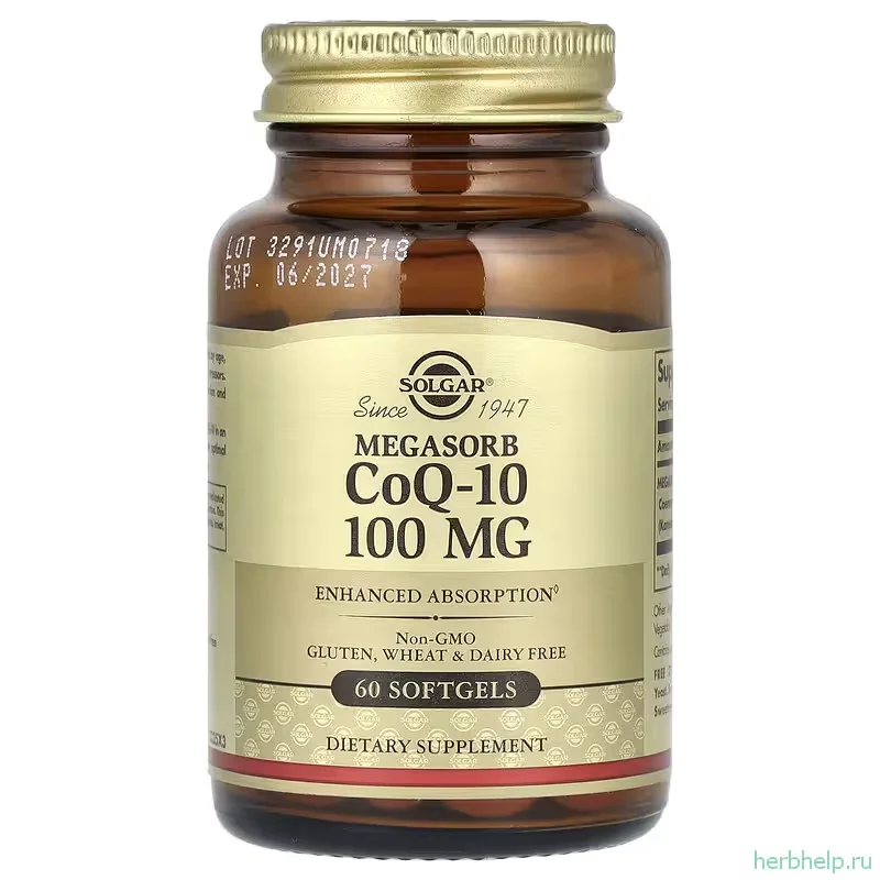 Коэнзим Q10 Megasorb Solgar, 100 мг, 60 капсул