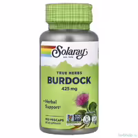 Корень лопуха Solaray True Herbs, 425 мг, 100 растительных капсул