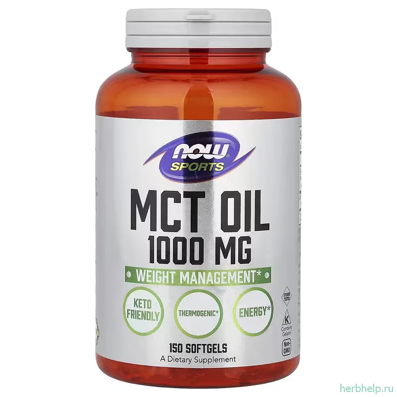 Масло МСТ от NOW Sports, 1000 мг, 150 капсул
