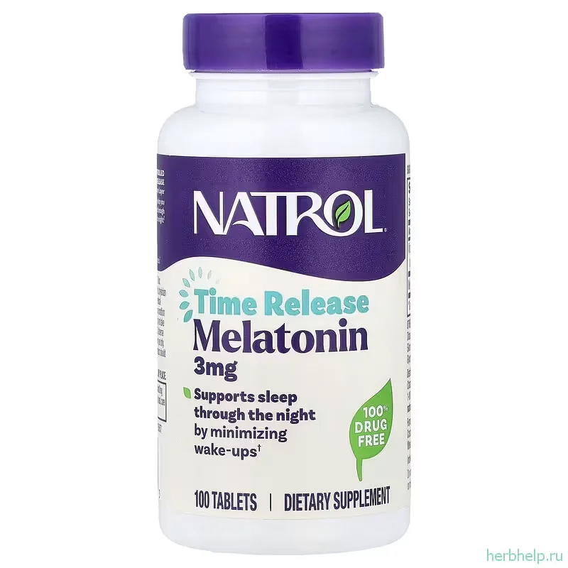 Мелатонин Natrol Time Release медленное высвобождение, 3 мг, 100 таблеток