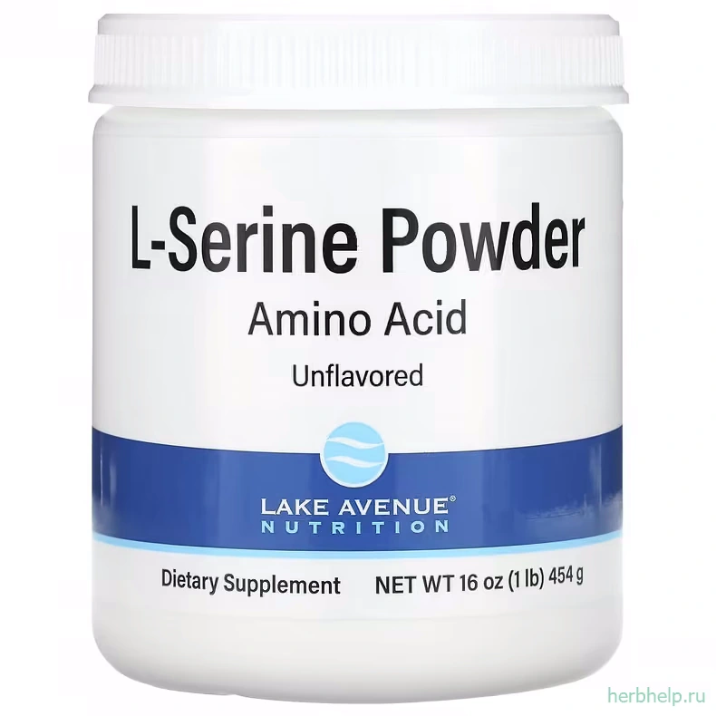 Порошок аминокислоты L-серин от Lake Avenue Nutrition, с нейтральным вкусом, 454 г