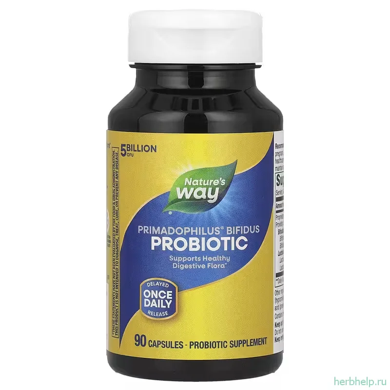 Пробиотики с бифидобактериями Primadophilus Nature's Way, 5 млрд КОЕ, 90 капсул