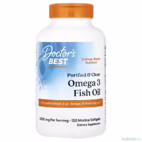 Очищенный рыбий жир Doctor's Best Омега-3, морские капсулы 2000 мг для сердца, глаз, мозга и суставов, 120 штук