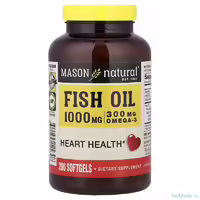 Рыбий жир Mason Natural 1000 мг, 300 мг Омега-3 для сердца, 200 капсул