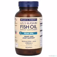 Рыбий жир дикой аляскинской рыбы Wiley's Finest, максимальное содержание ЭПК, 1000 мг Омега-3 для поддержки сердца и суставов, 120 капсул