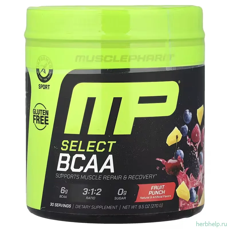 аминокислоты select bcaa musclepharm со вкусом фруктового пунша порошок 270 г