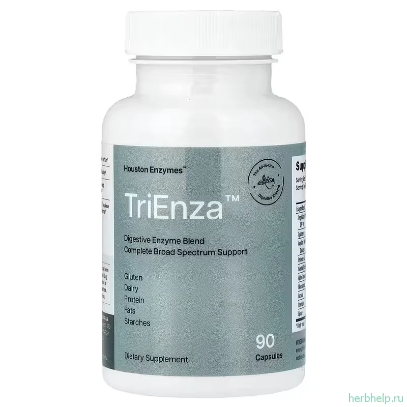 Смесь пищеварительных ферментов TriEnza Houston Enzymes, 90 капсул