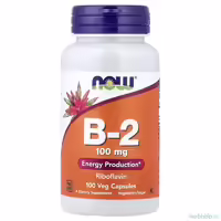 Витамин B-2 (рибофлавин) NOW Foods, 100 мг, 100 вегетарианских капсул