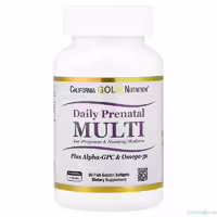 Пренатальные мультивитамины с альфа-ГФХ и омега-3 California Gold Nutrition 60 капсул