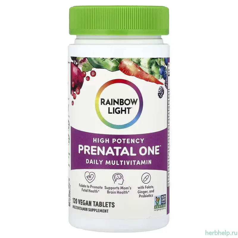 Мультивитамины для ежедневного приёма Rainbow Light Prenatal One 120 таблеток