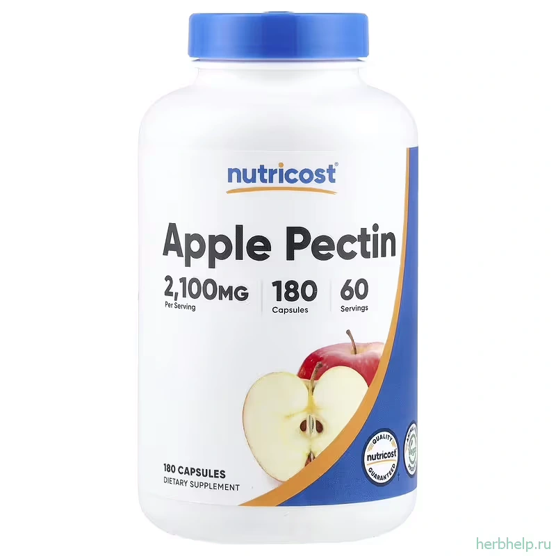 Веганский яблочный пектин Nutricost, 700 мг, 180 капсул