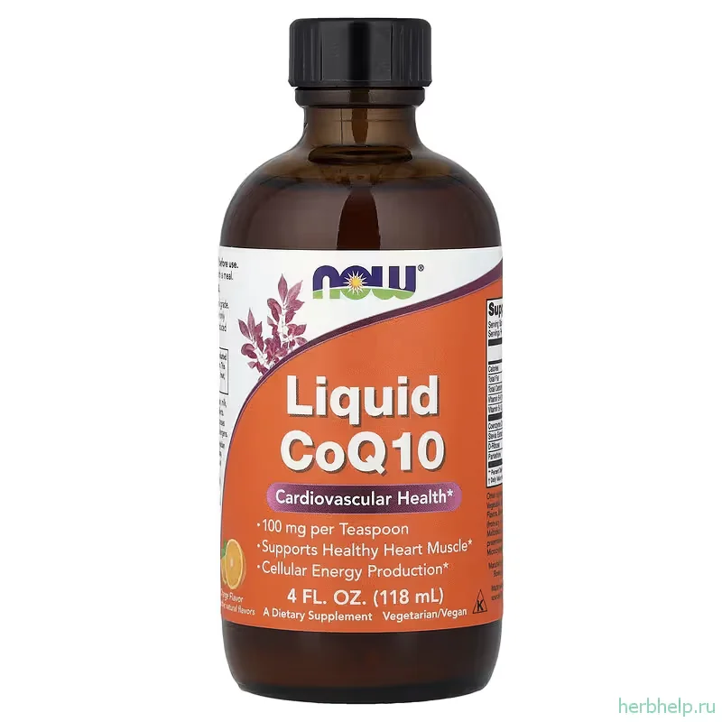 Жидкий коэнзим Q10 Now Foods со вкусом апельсина, 118 мл