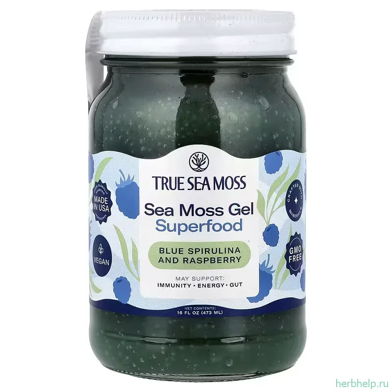 Гель из морского мха с голубой спирулиной и малиной True Sea Moss, 473 мл