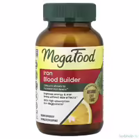Железа бисглицинат MegaFood Iron Blood Builder 26 мг 90 таблеток ферментированное железо с витаминами B12 C фолатом свеклой апельсином брокколи