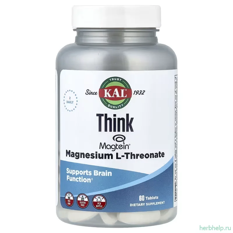 Магний L треонат для мозга KAL Think 72 мг 60 таблеток