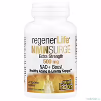 Никотинамид мононуклеотид NMN Surge RegenerLife от Natural Factors, 500 мг, 30 вегетарианских капсул