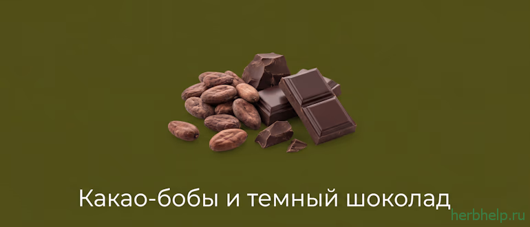 какао-бобы и темный шоколад