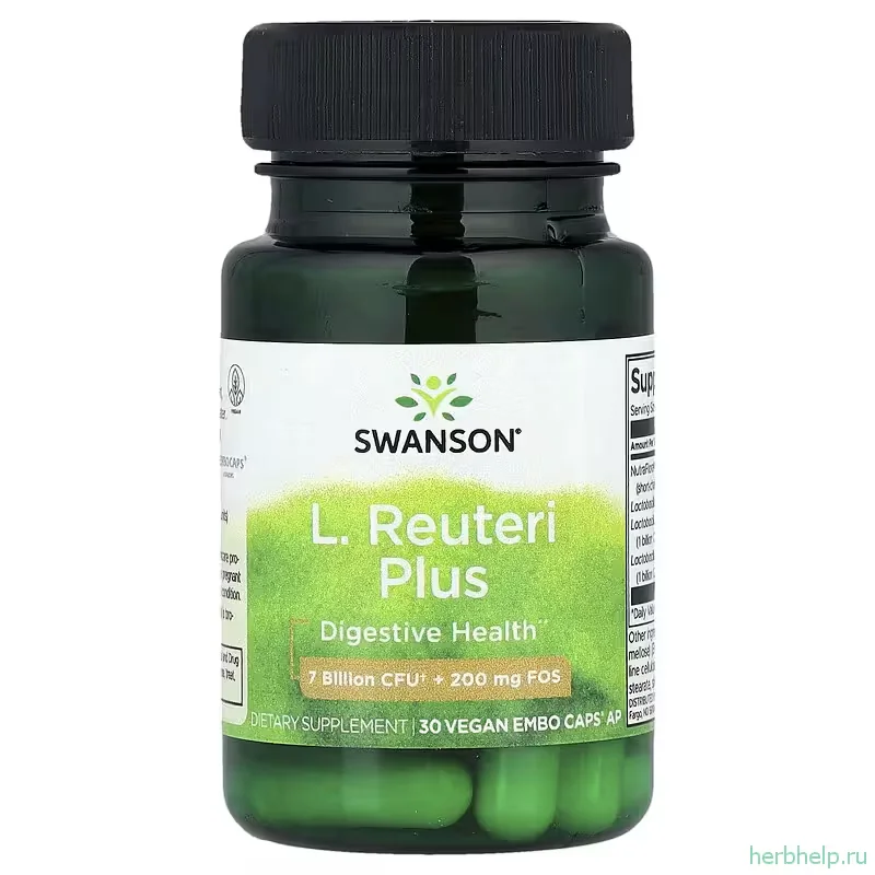 Лактобактерии реутери L. Reuteri Plus Swanson, 7 млрд КОЕ, 30 веганских капсул